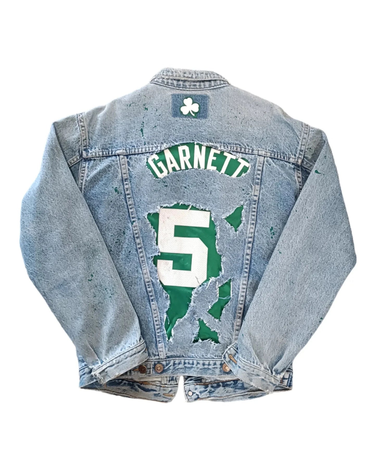 Veste jean upcycling Kevin GARNETT Boston Celtics