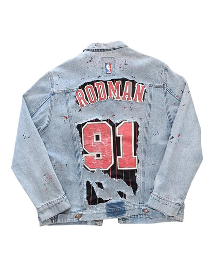 Veste upcycling Denis RODMAN NBA